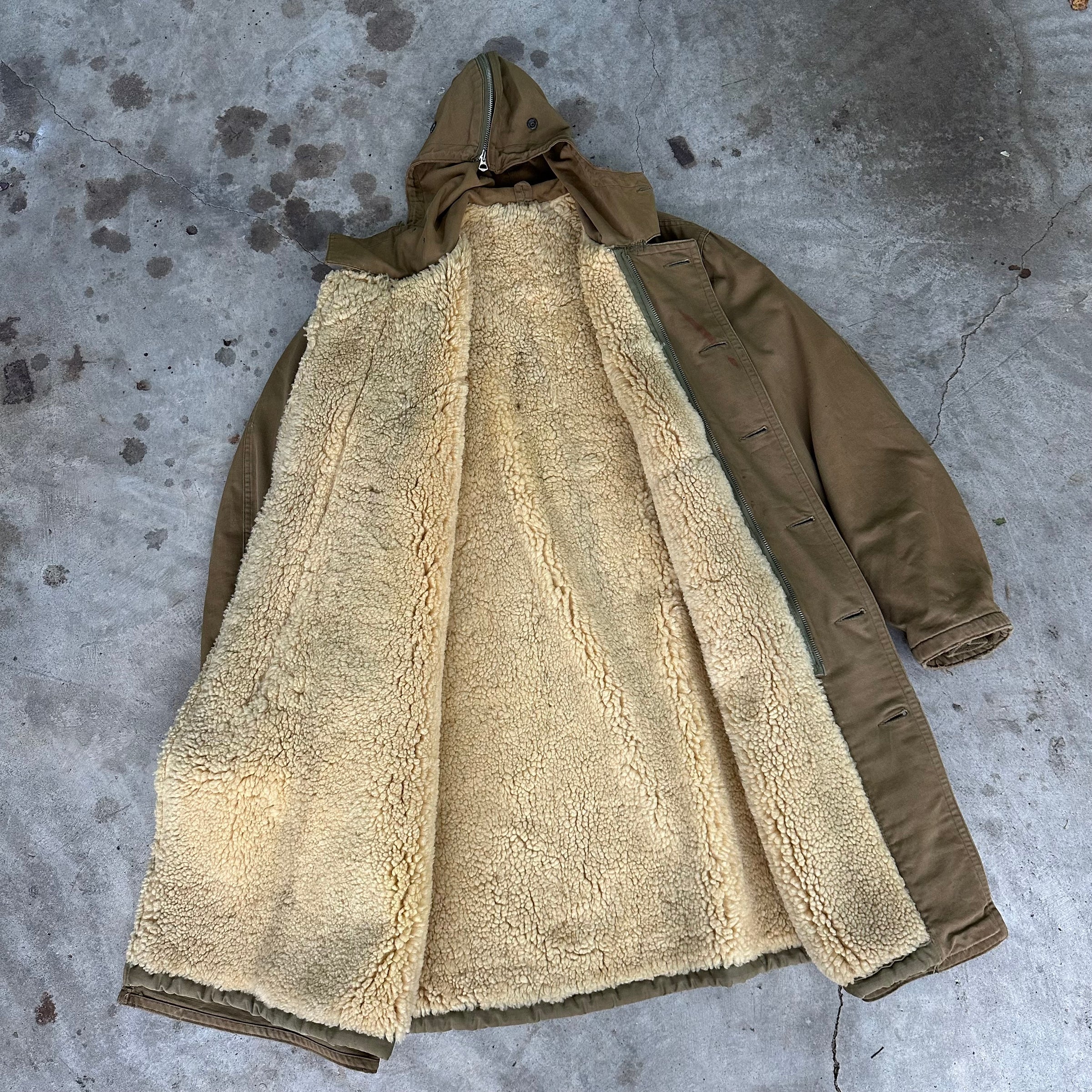 1940’s WWII US Army Sheepskin Lined Parka Type Overcoat Size 40