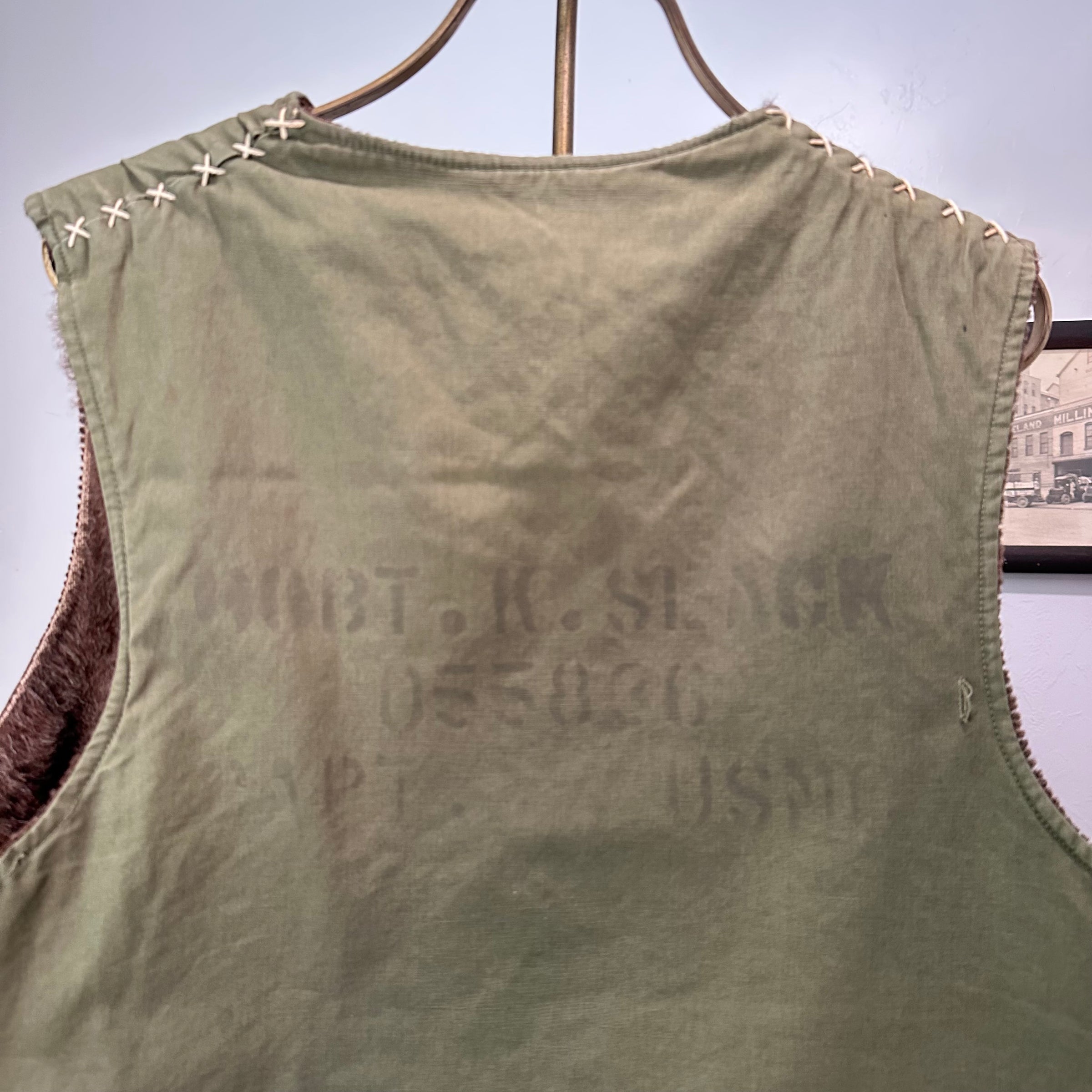 1940’s WWII Stenciled USMC Alpaca Lined Vest 23” Chest