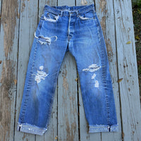 1970’s Thrashed Levi’s 501 Single Stitch Redline Denim Jeans 31” x 28”