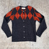 1970’s Icelandic Argyle Lambswool Cardigan Sweater Small