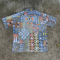 1950’s Florida Sportswear Abstract Patterned Cotton Open Collar Shirt Large