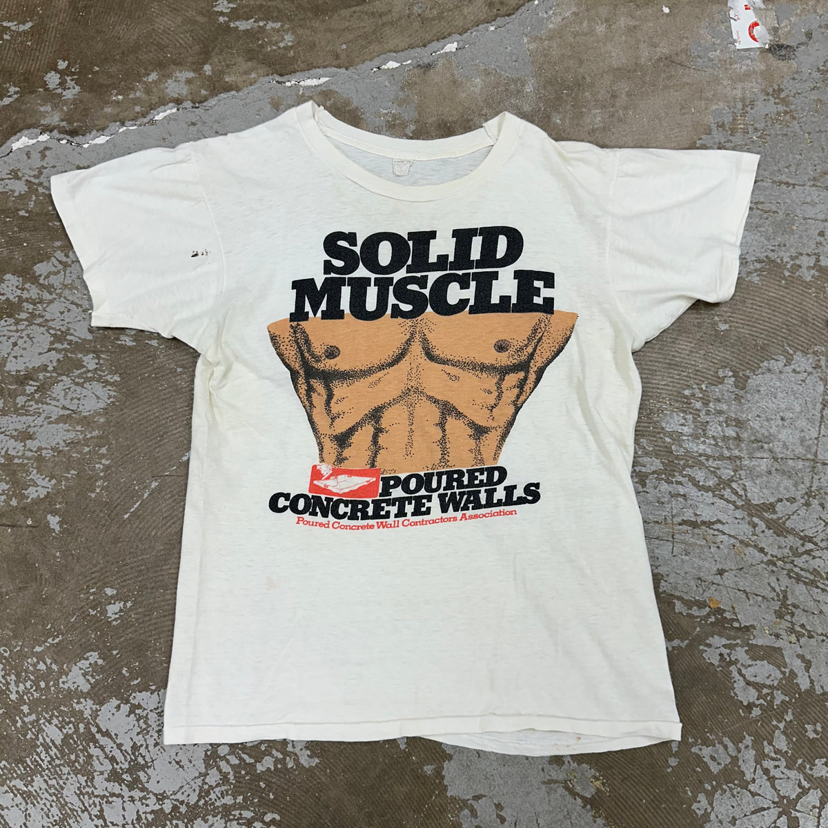 1970’s Solid Muscle Poured Concrete Walls T-Shirt S/M
