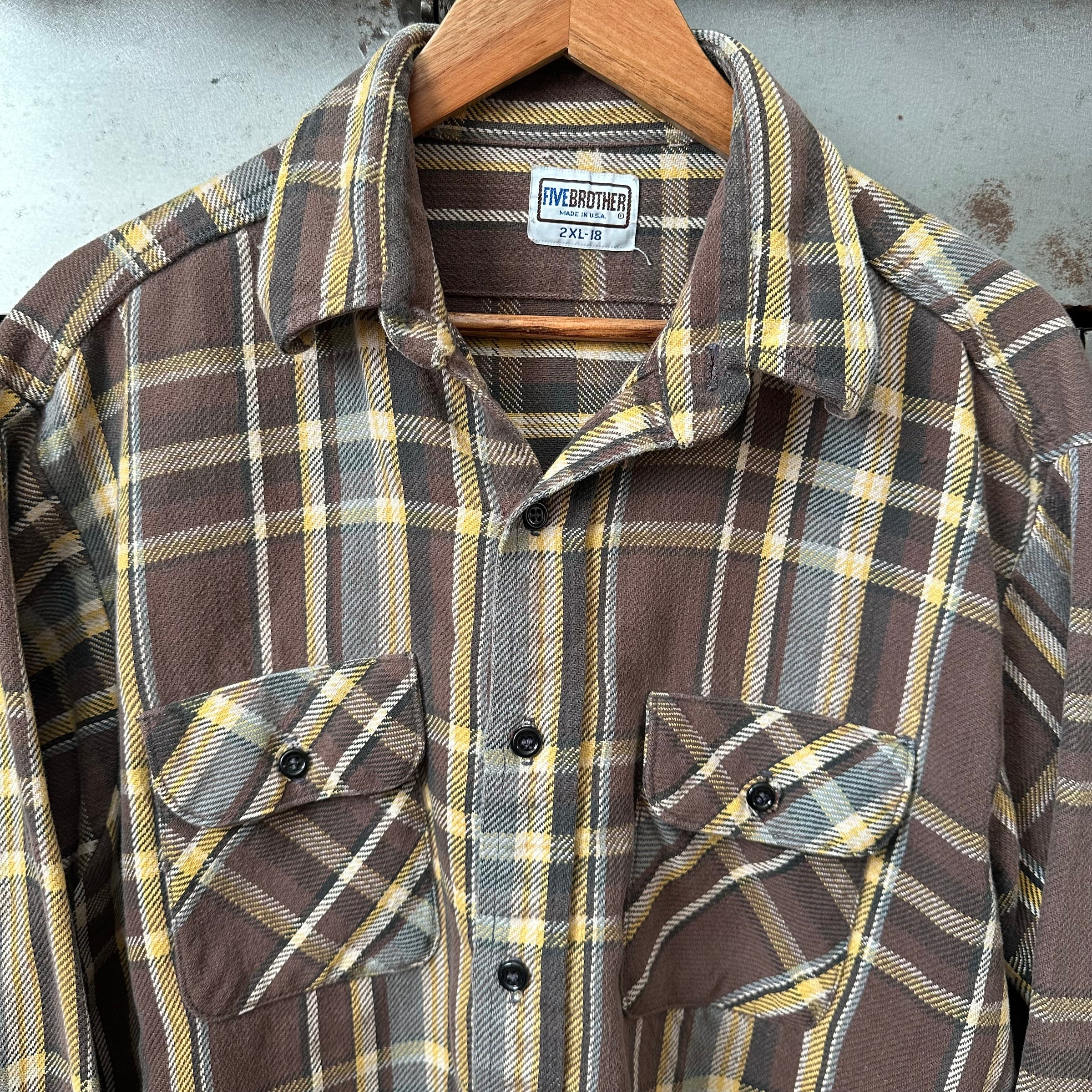 1970’s/80’s Five Brother Woven Cotton Plaid Flannel Shirt XXL
