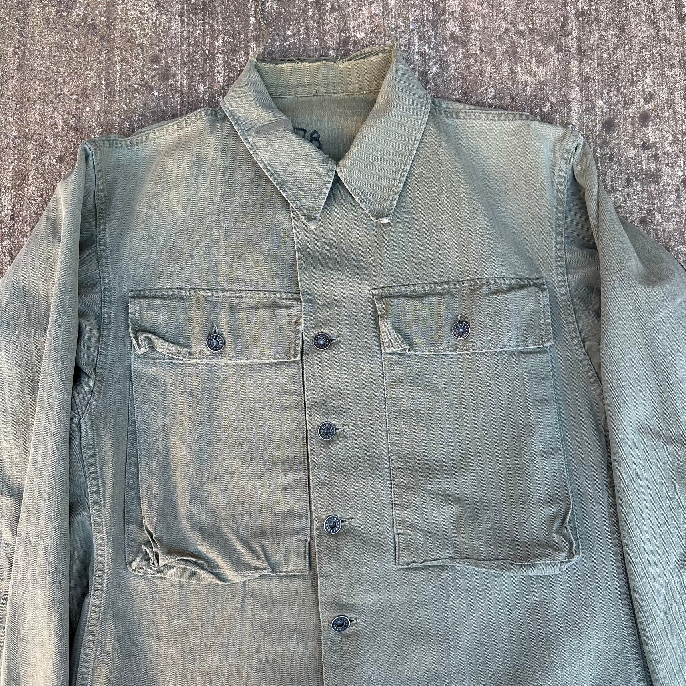 1940’s WWII US Army Donut Button HBT Jacket 22” Chest