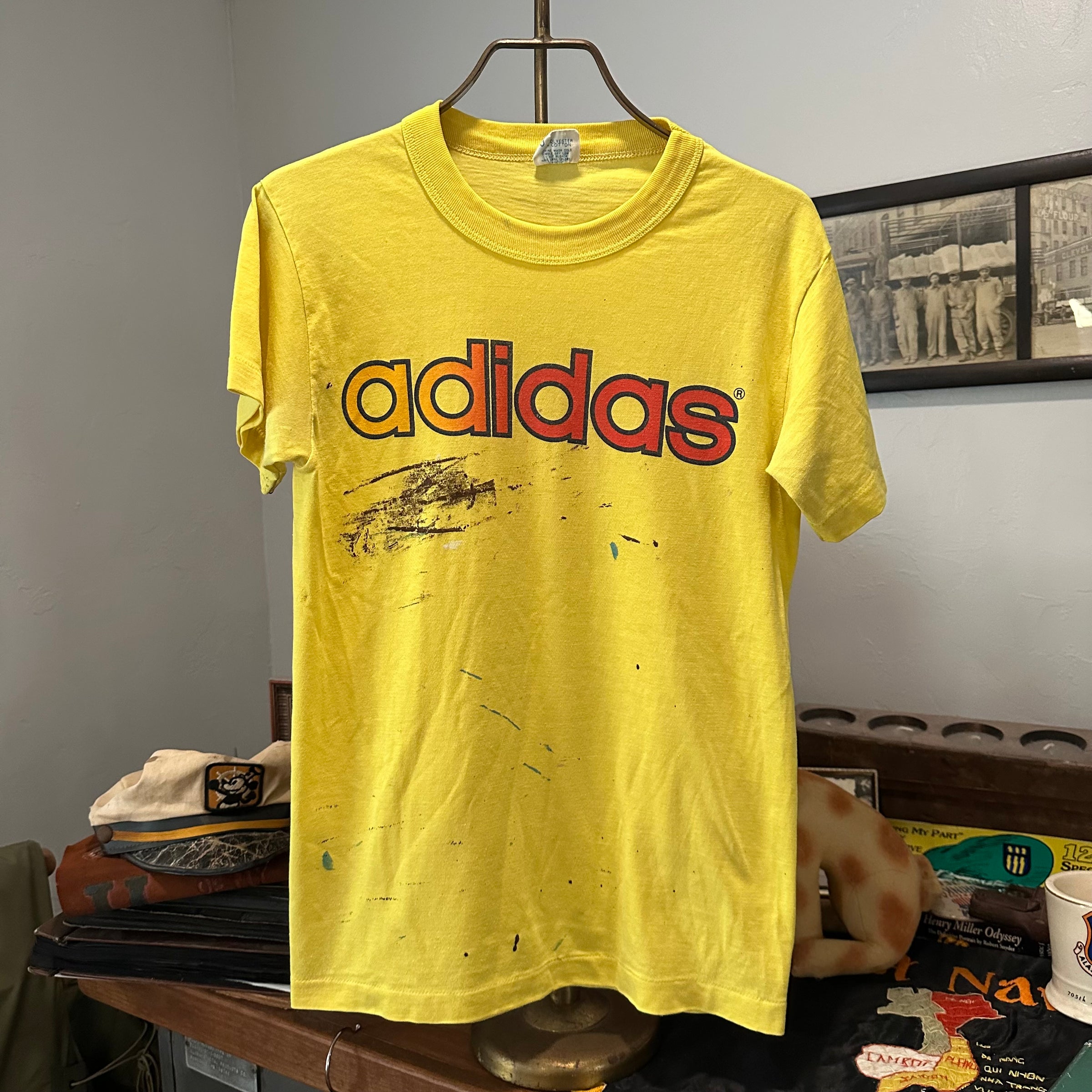 1970’s Paint Splattered Adidas Logo T-Shirt XS