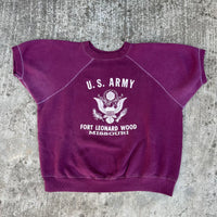 1960’s US Army Fort Leonard Wood Flock Print Short Sleeve Sweatshirt Large