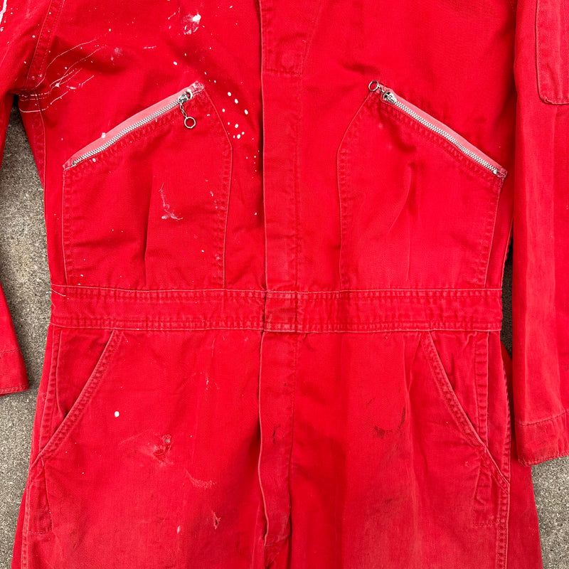 1960’s Walls Paint Splattered Red Coveralls Size 42R