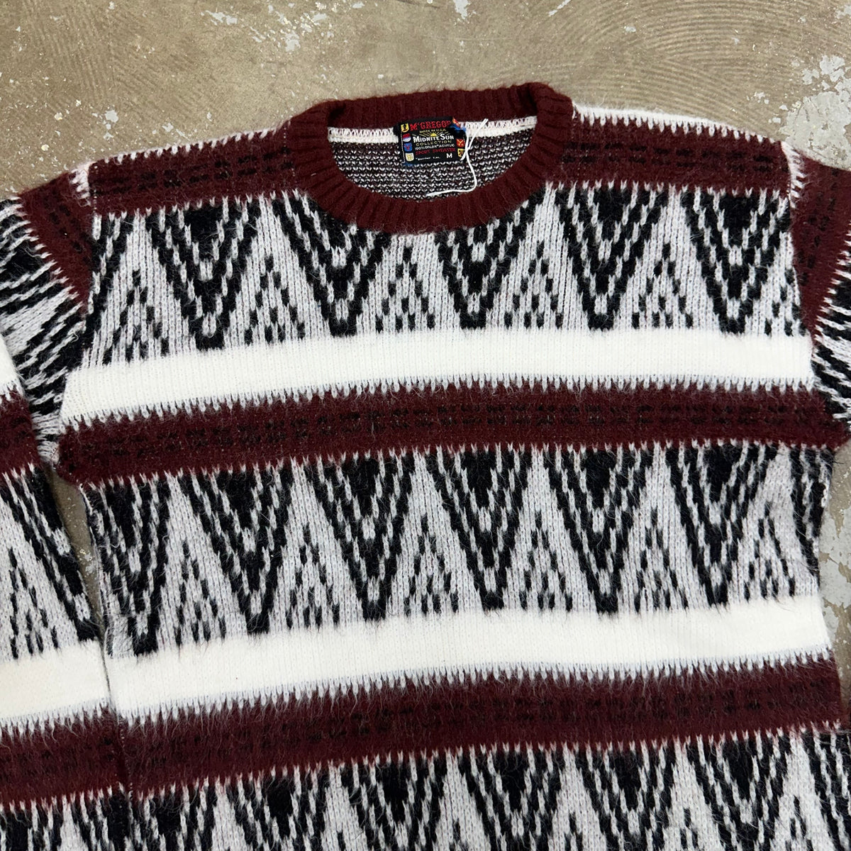 1960’s McGregor Midnite Sun Shaggy Acrylic Argyle Crewneck Sweater Medium