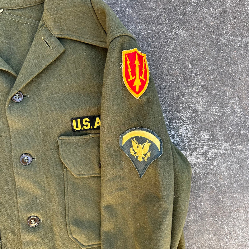 1950’s Patched Korean War US Army Wool Field Shirt Large