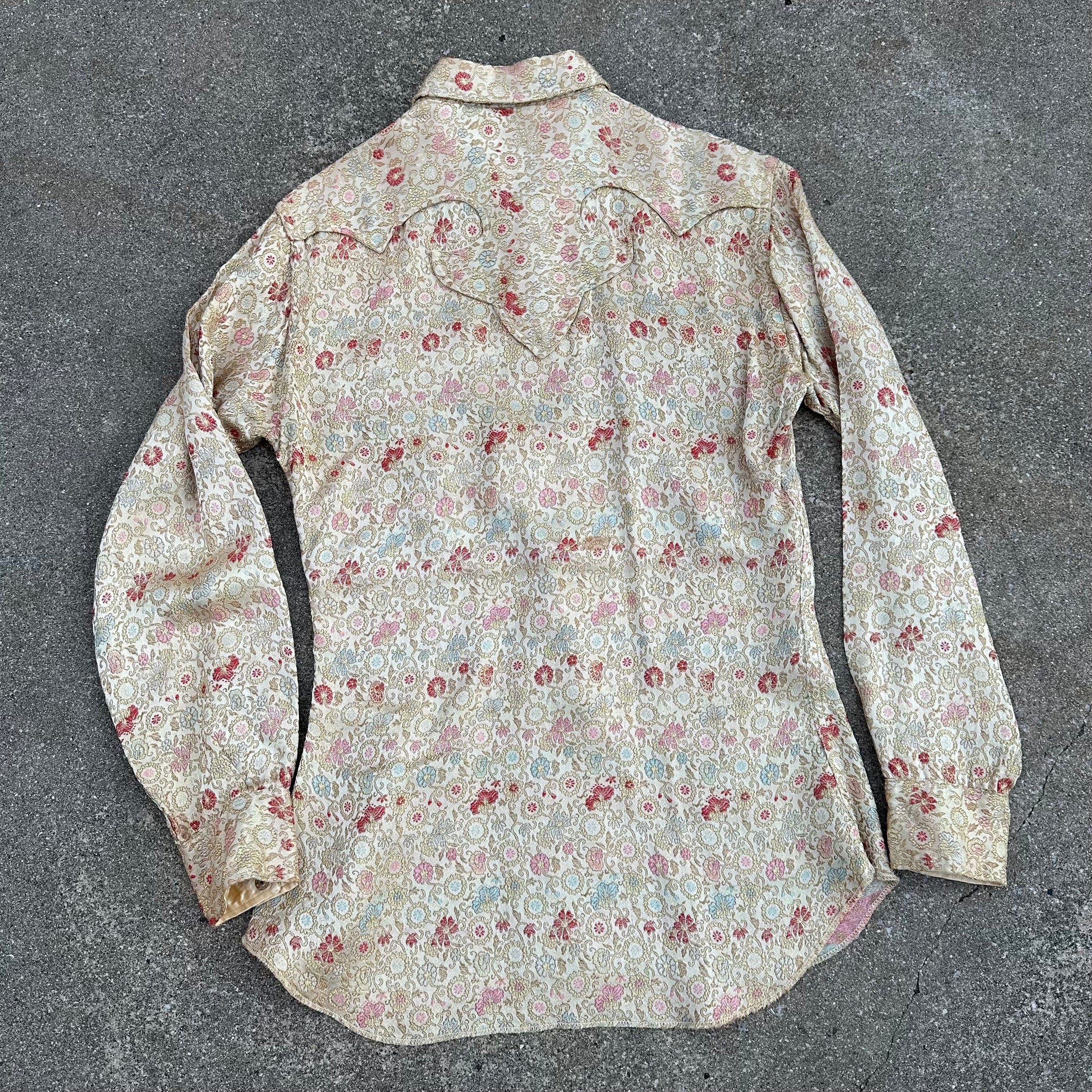1950’s Tem-Tex Jacquard Brocade Satin Western Shirt