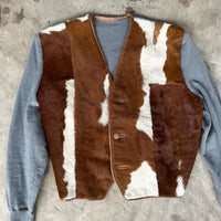 1940’s/50’s Cow Fur Paneled Sweater Small