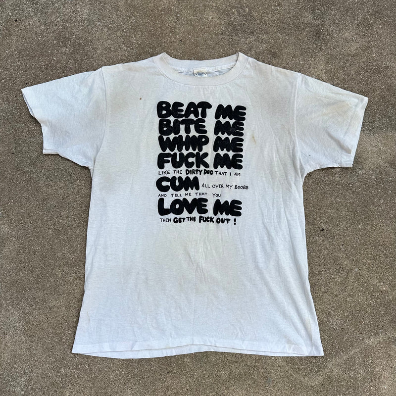 1980’s Beat Me Bite Me Pink Pussycat Boutique BDSM T-Shirt Small