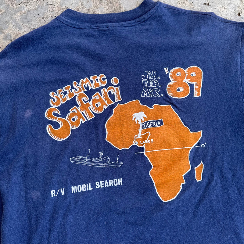 1980’s Seismic Safari R/V Mobil Search T-Shirt Large