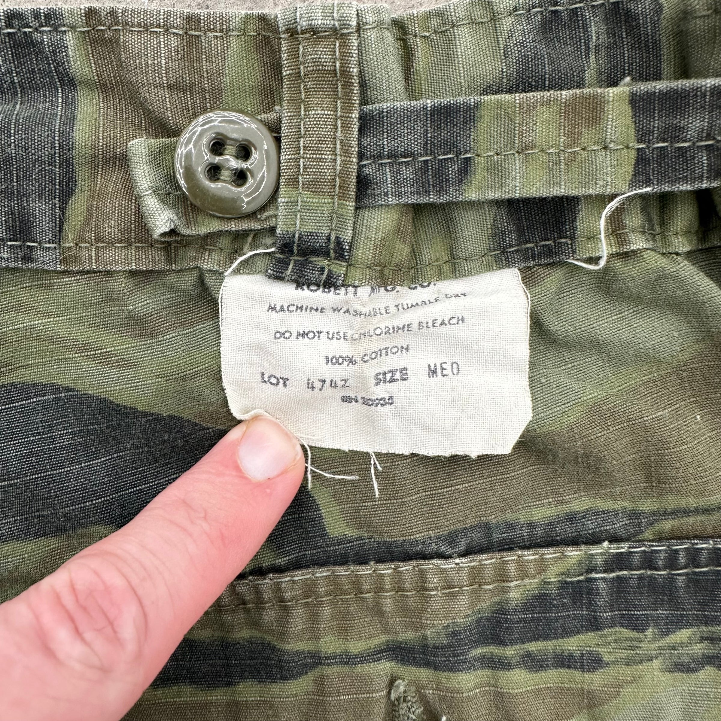 1970’s Civilian Ripstop Tiger Stripe Camo Fatigue Pants 30” Waist