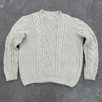 1980’s Cream Fisherman Cable Knit Aran Sweater XL