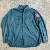 1950’s/60’s Burlington Air Express Patched Cotton Gusseted Work Shirt Large