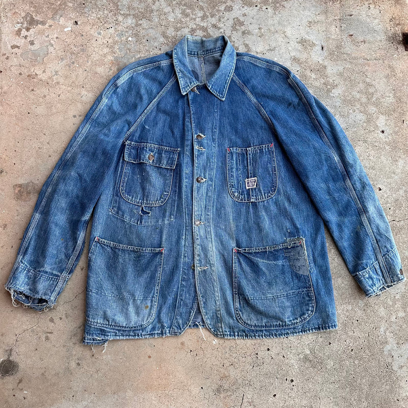 1940’s Penney’s Pay Day Denim Chore Coat 25” Chest