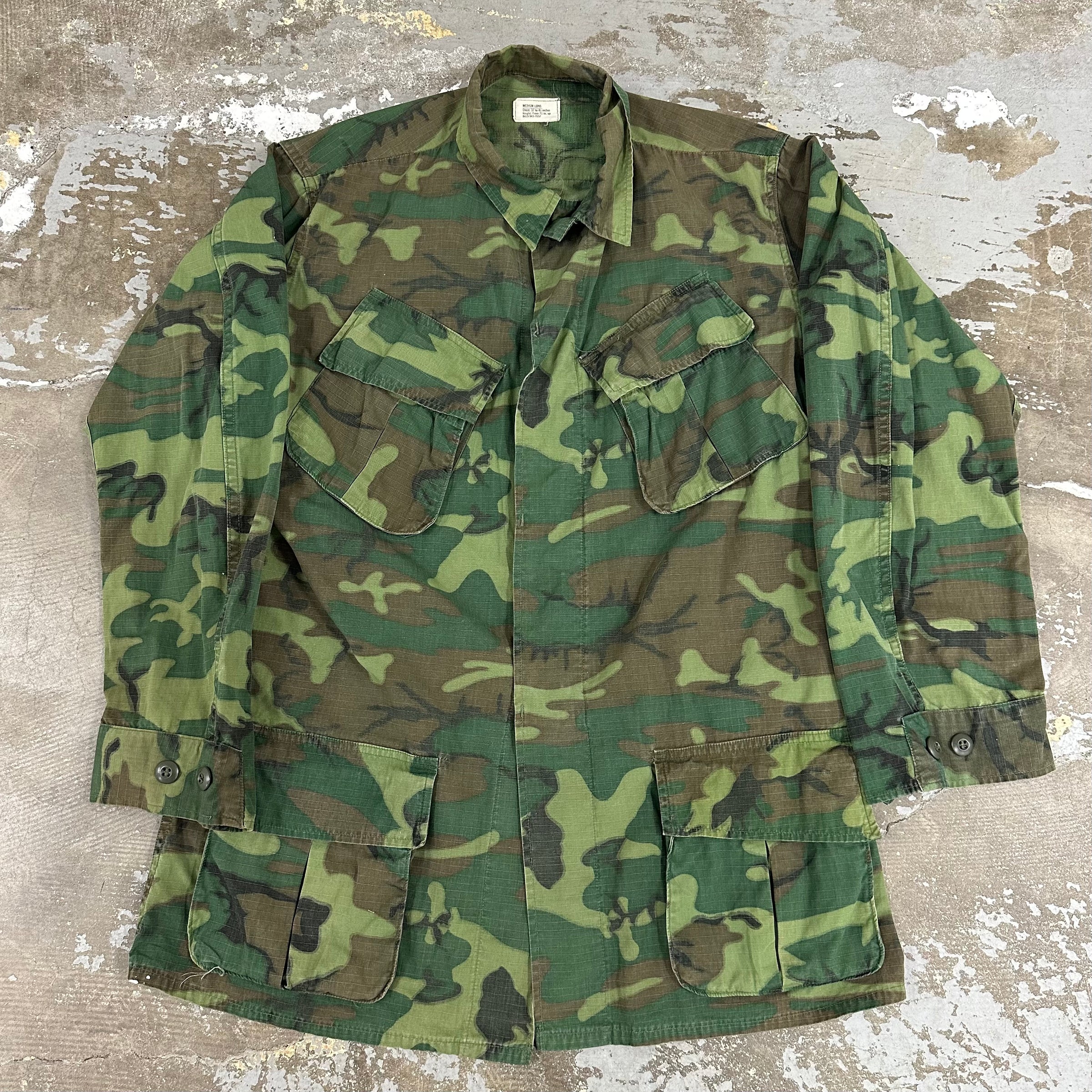 1960’s Vietnam War ERDL Camo Ripstop Jungle Jacket Medium Long