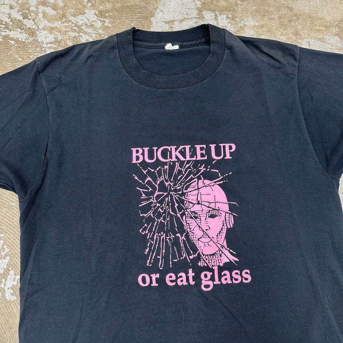 1980’s Buckle Up and Eat Glass Crash Test Dummy T-Shirt Medium