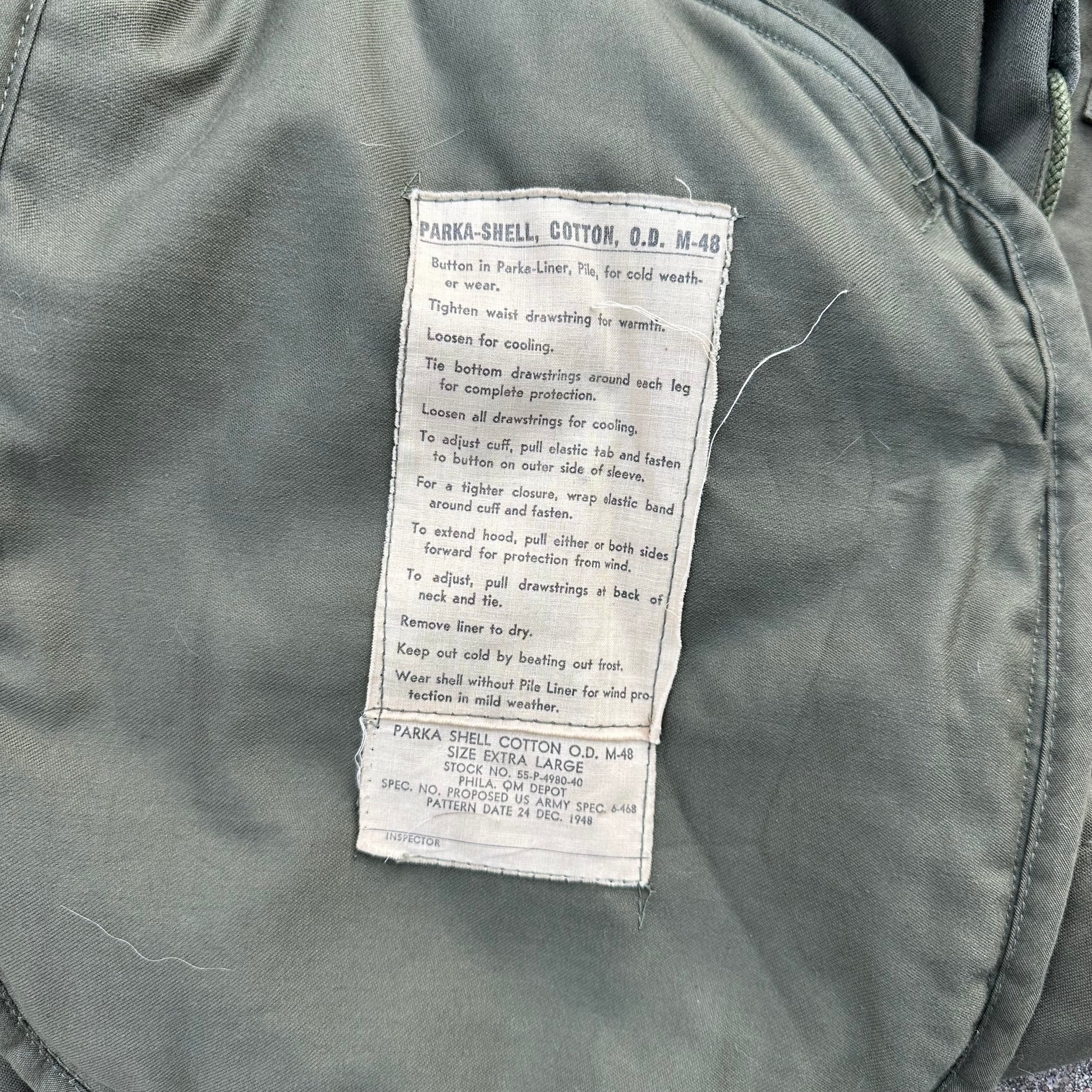 1940’s US Military M-48 Fishtail Parka XL