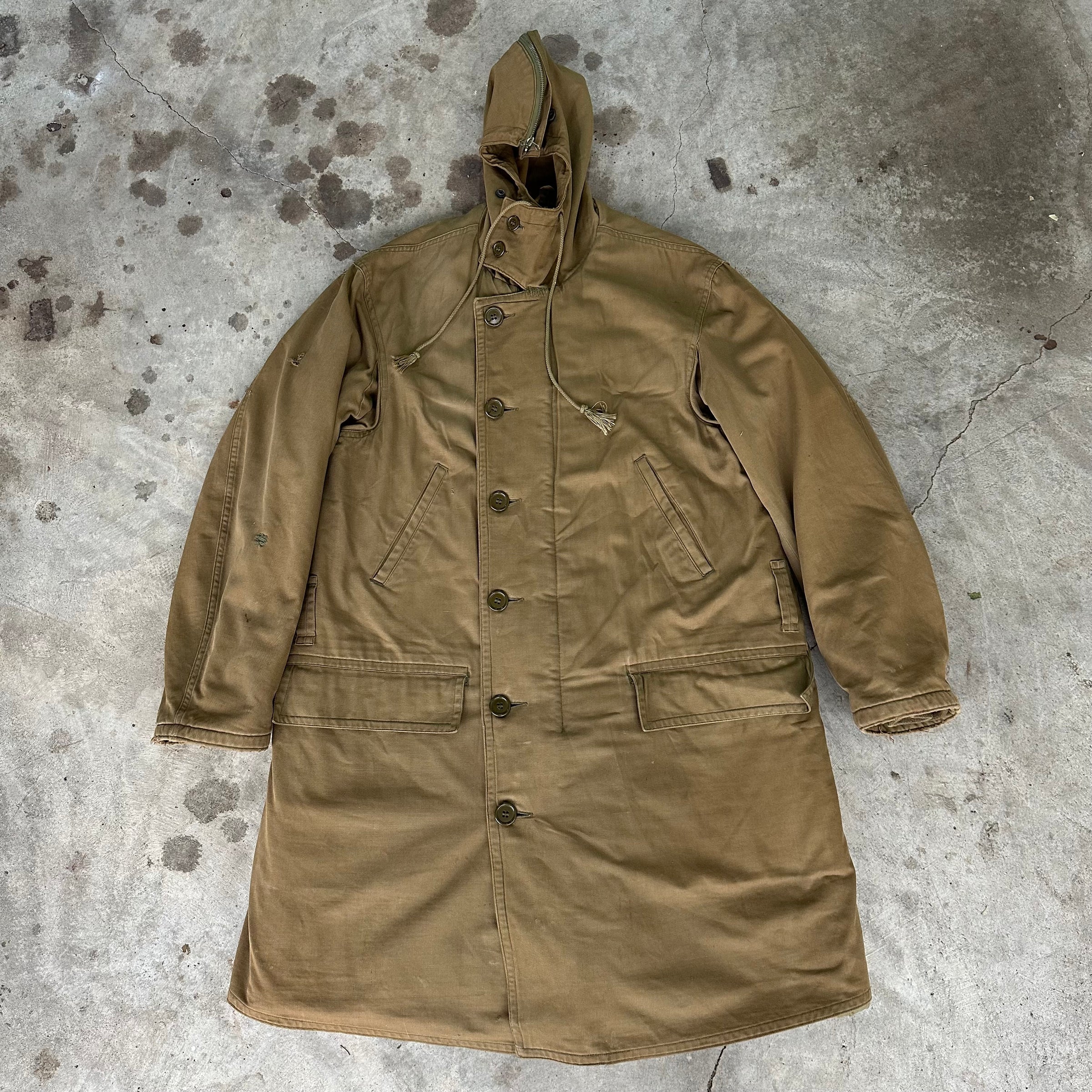 1940’s WWII US Army Sheepskin Lined Parka Type Overcoat Size 40
