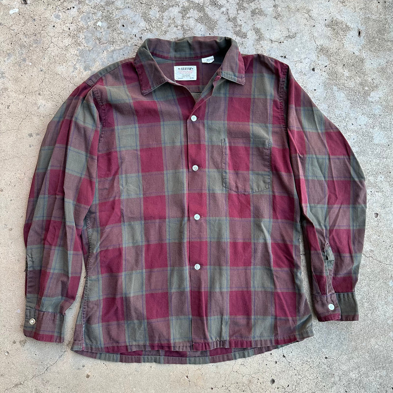 1960’s Arrow Ombre Check Cotton Loop Collar Shirt Medium