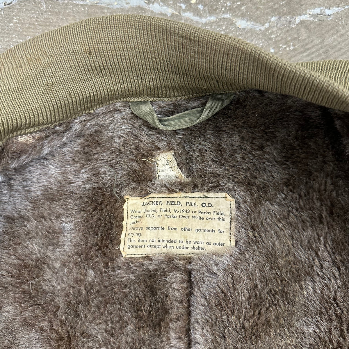 1940’s WWII M-43 Pile Liner Jacket Size 36