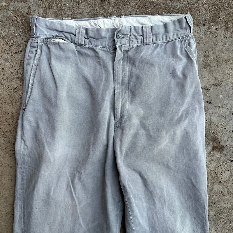 1950’s Anthony’s Buckhide Grey Sailcloth Cotton Work Pants 30” Waist