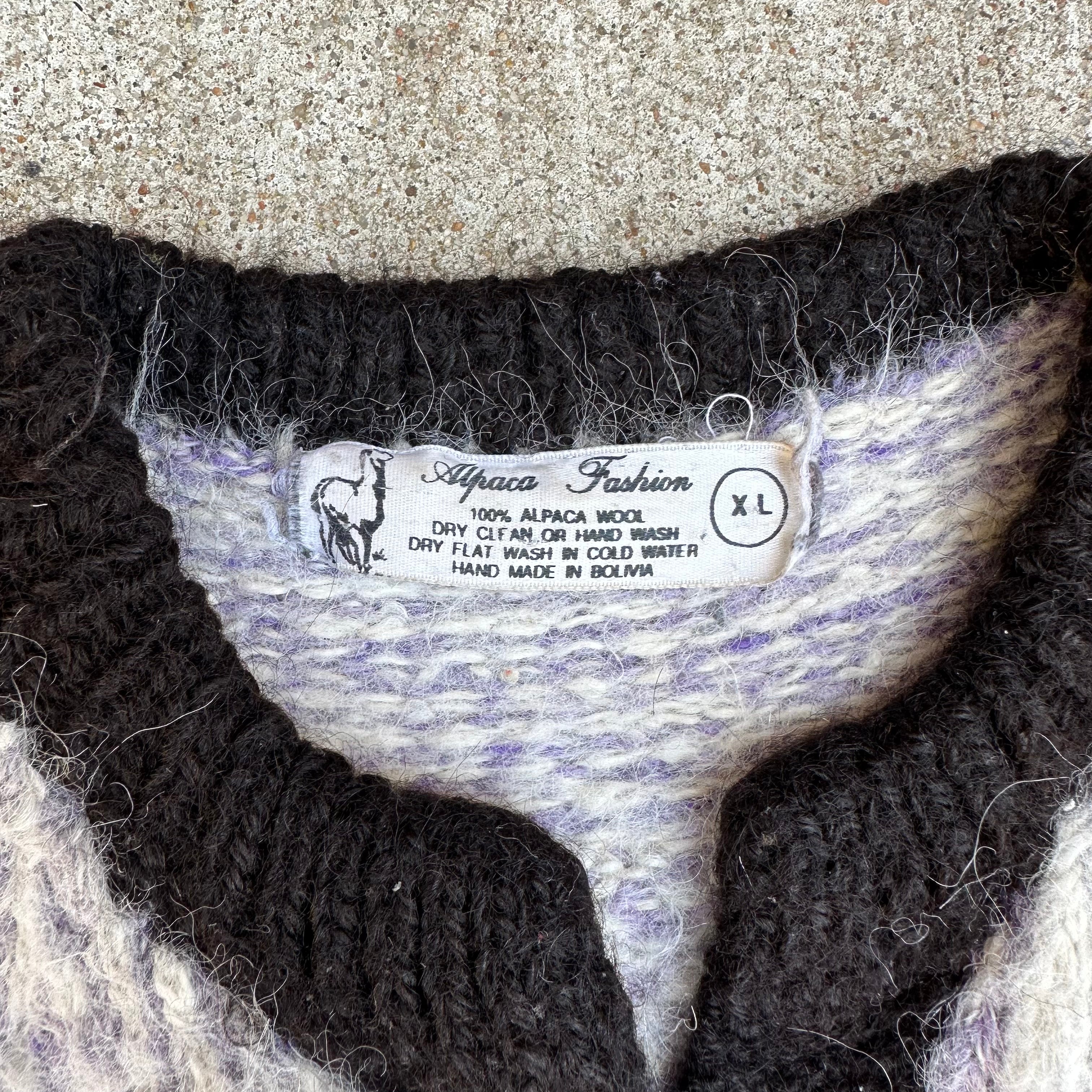 1980s Alpaca Richly-colored Geo Intarsia Cardigan Bolivia - Etsy
