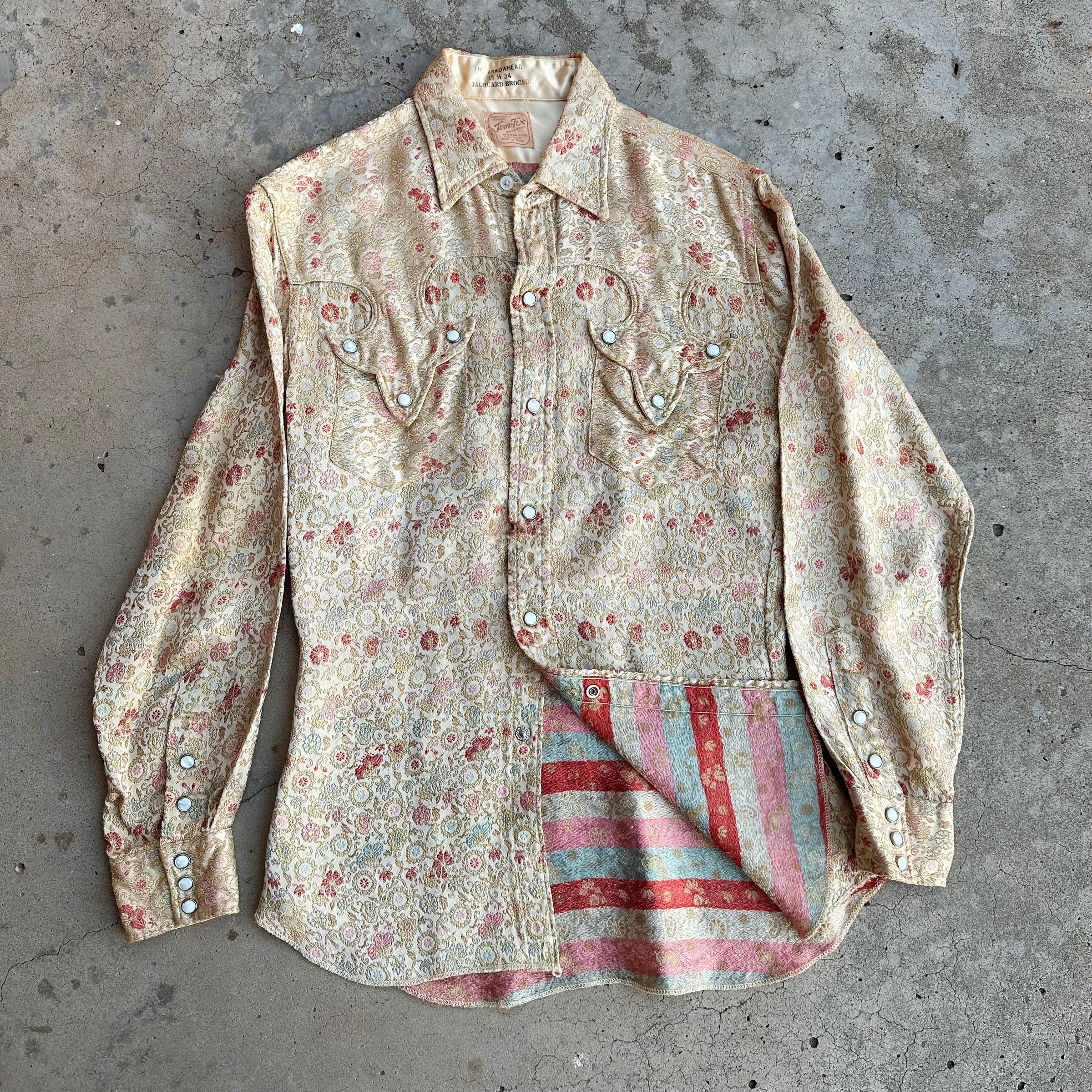 1950’s Tem-Tex Jacquard Brocade Satin Western Shirt