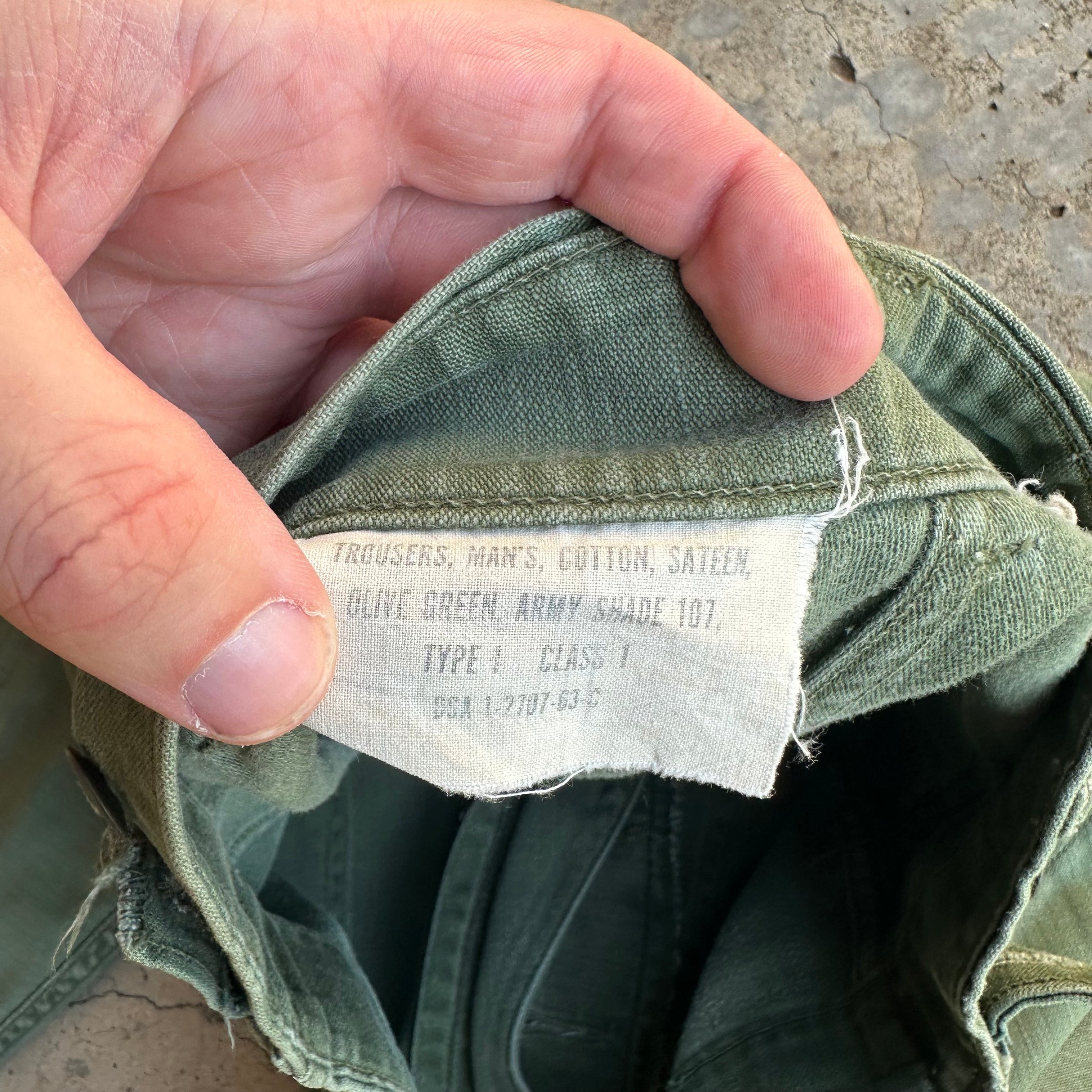 1960’s Vietnam War Repaired OG-107 Fatigue Pants Medium