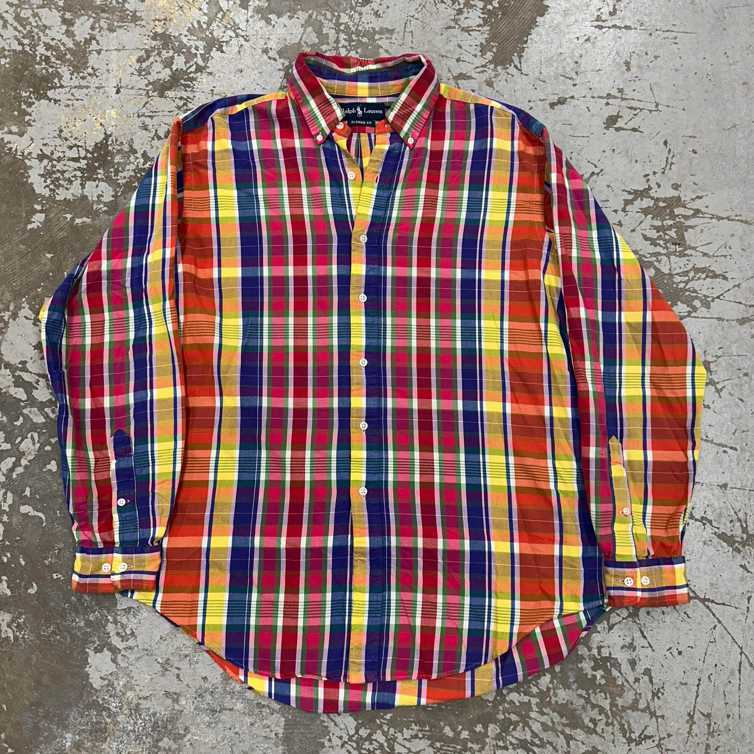 1990’s Polo Ralph Lauren Madras Plaid Shirt Large