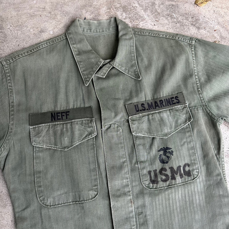 1950’s Short Sleeve USMC P-53 HBT Utility Jacket Medium