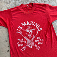 1980’s Paper Thin US Marines Mess with the Best Skull T-Shirt Small