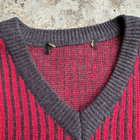 1970’s/80’s Cotton Striped V Neck Sweater XL