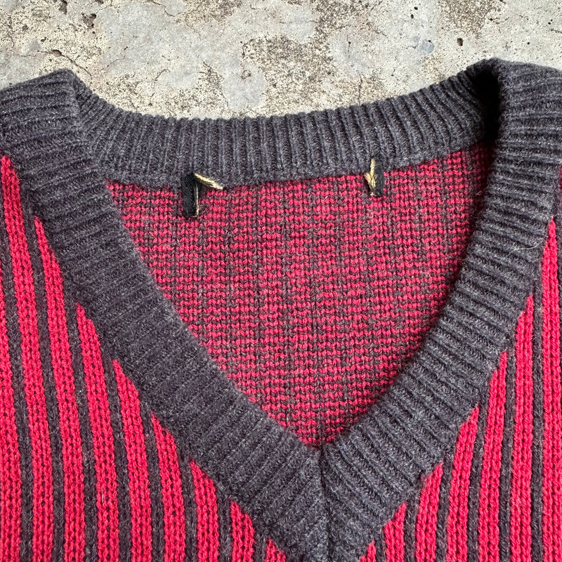 1970’s/80’s Cotton Striped V Neck Sweater XL
