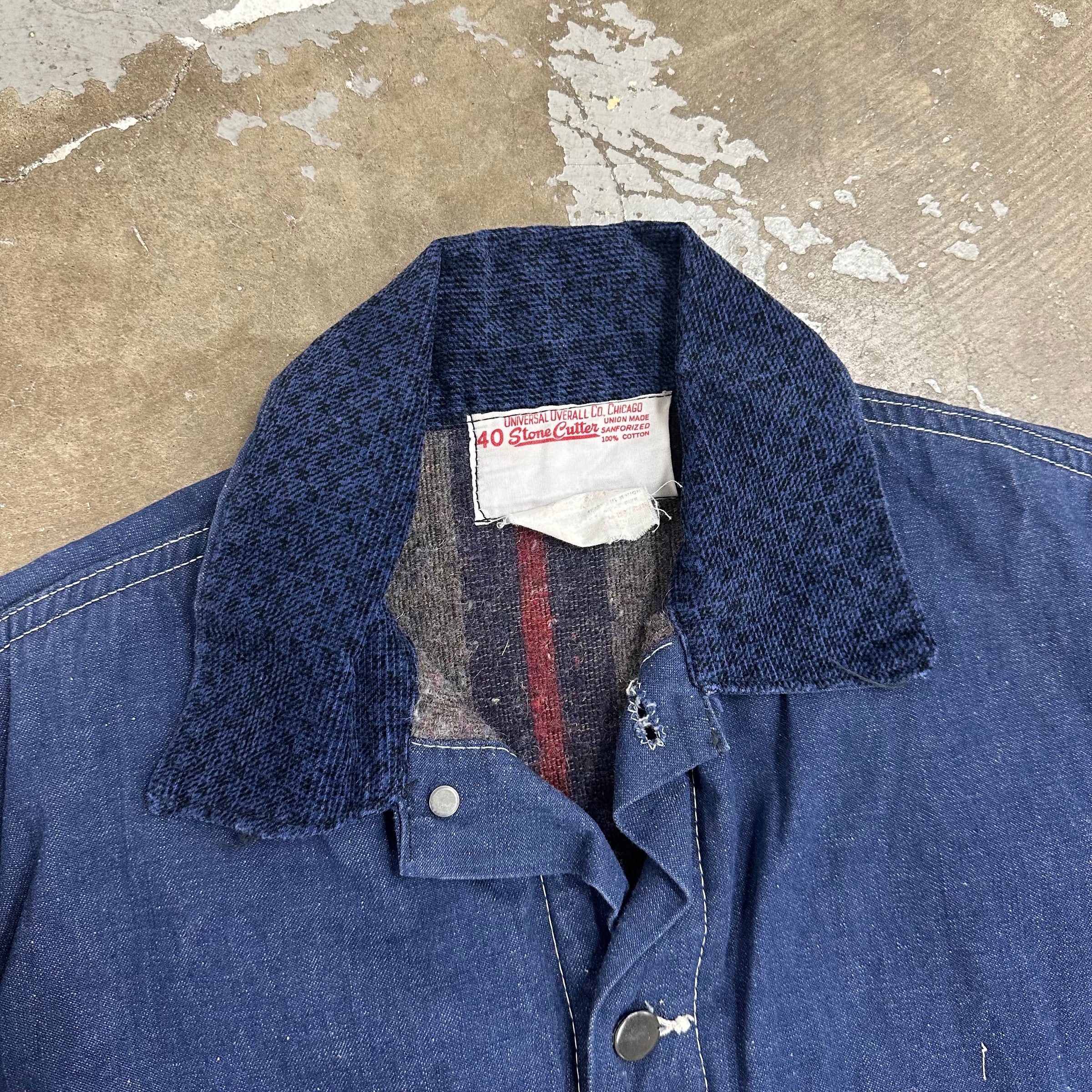 1960’s Universal Overall Co Blanket Lined Denim Chore Jacket Size 40