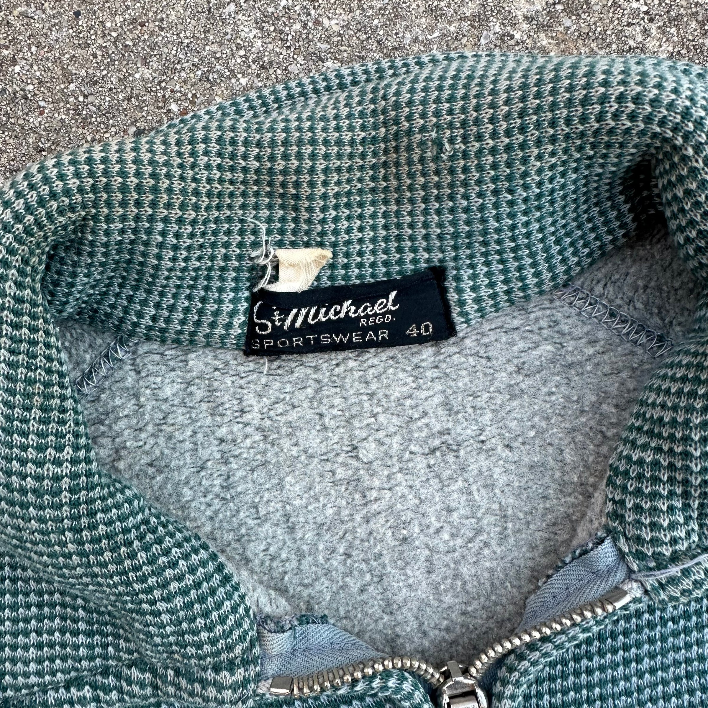 1940’s St Michael Sportswear Herringbone Cotton Full Zip Sweatshirt Size 40