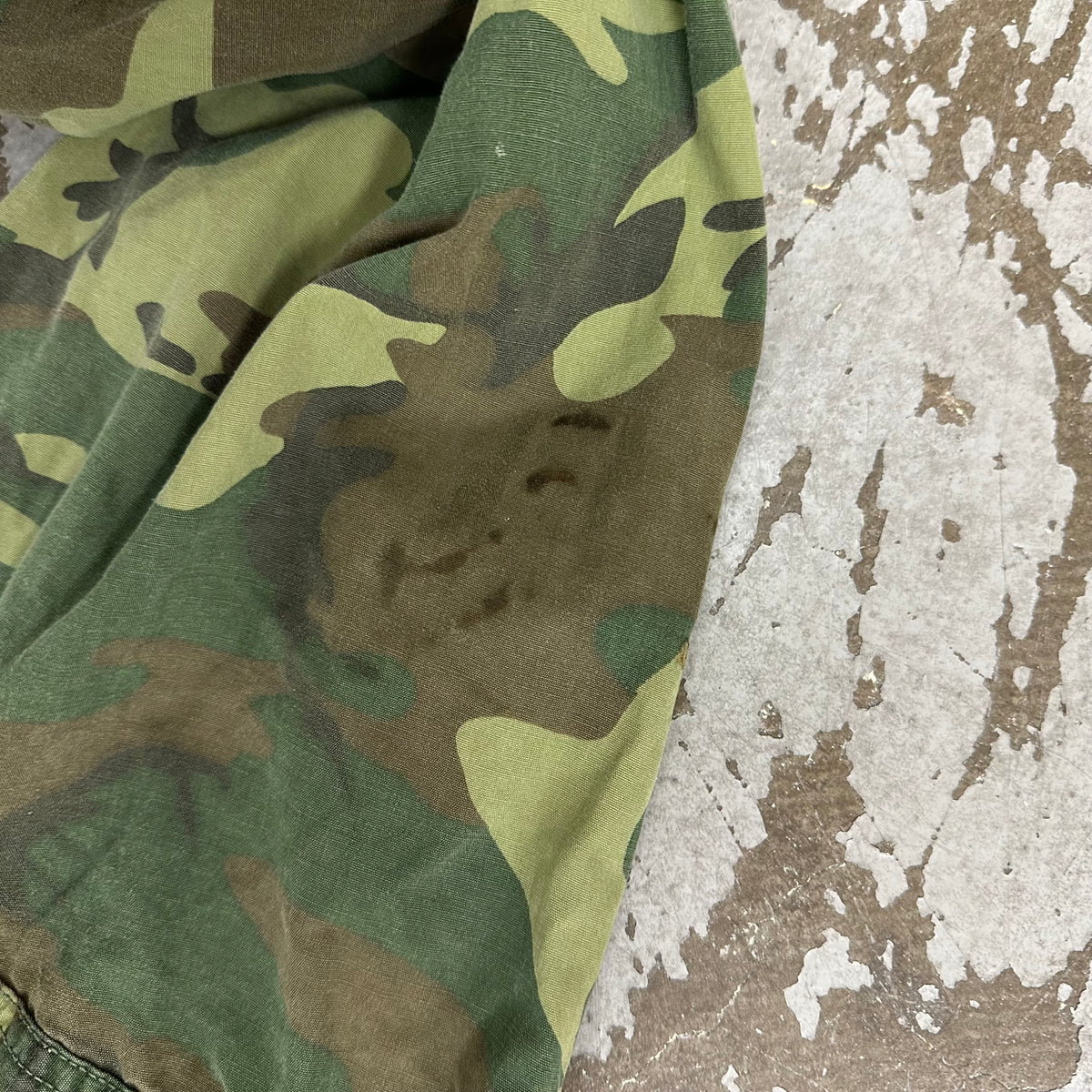 1960’s Vietnam War Poplin ERDL Camo Jungle Jacket Medium Long