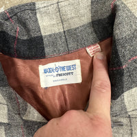 1960’s Wool O’ The West Black/Grey Plaid Loop Collar Shirt XL