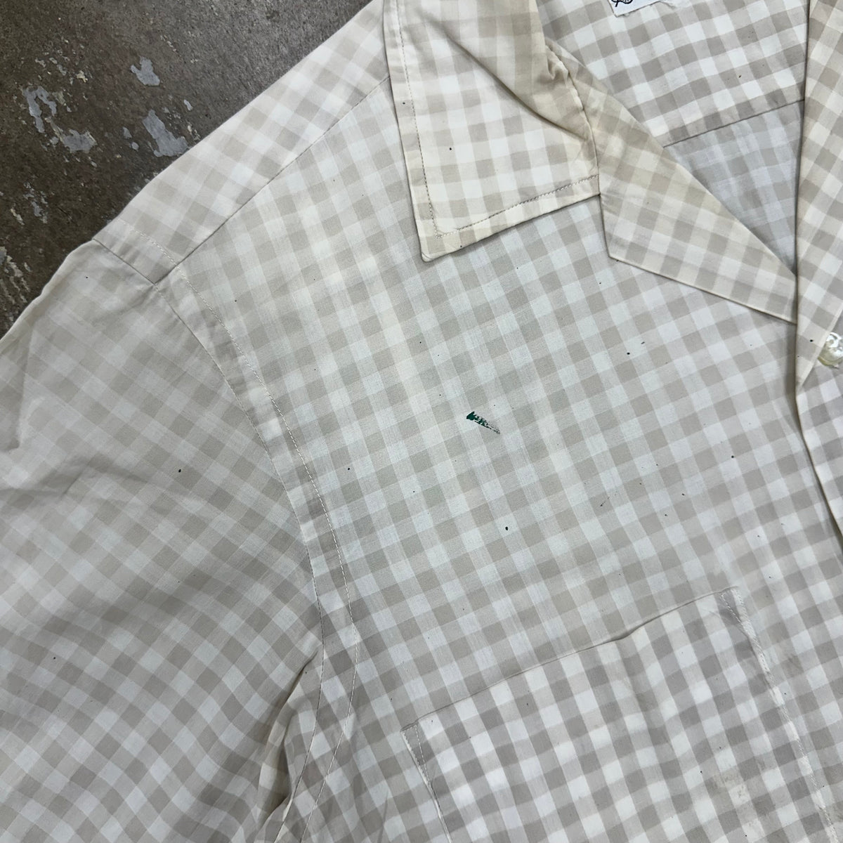 1950’s/60’s Sitterley Co Grey Gingham Cotton Loop Collar Shirt Medium