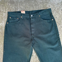 1990’s Deadstock Levi’s 501 Made in USA Green Denim Jeans 36” Waist
