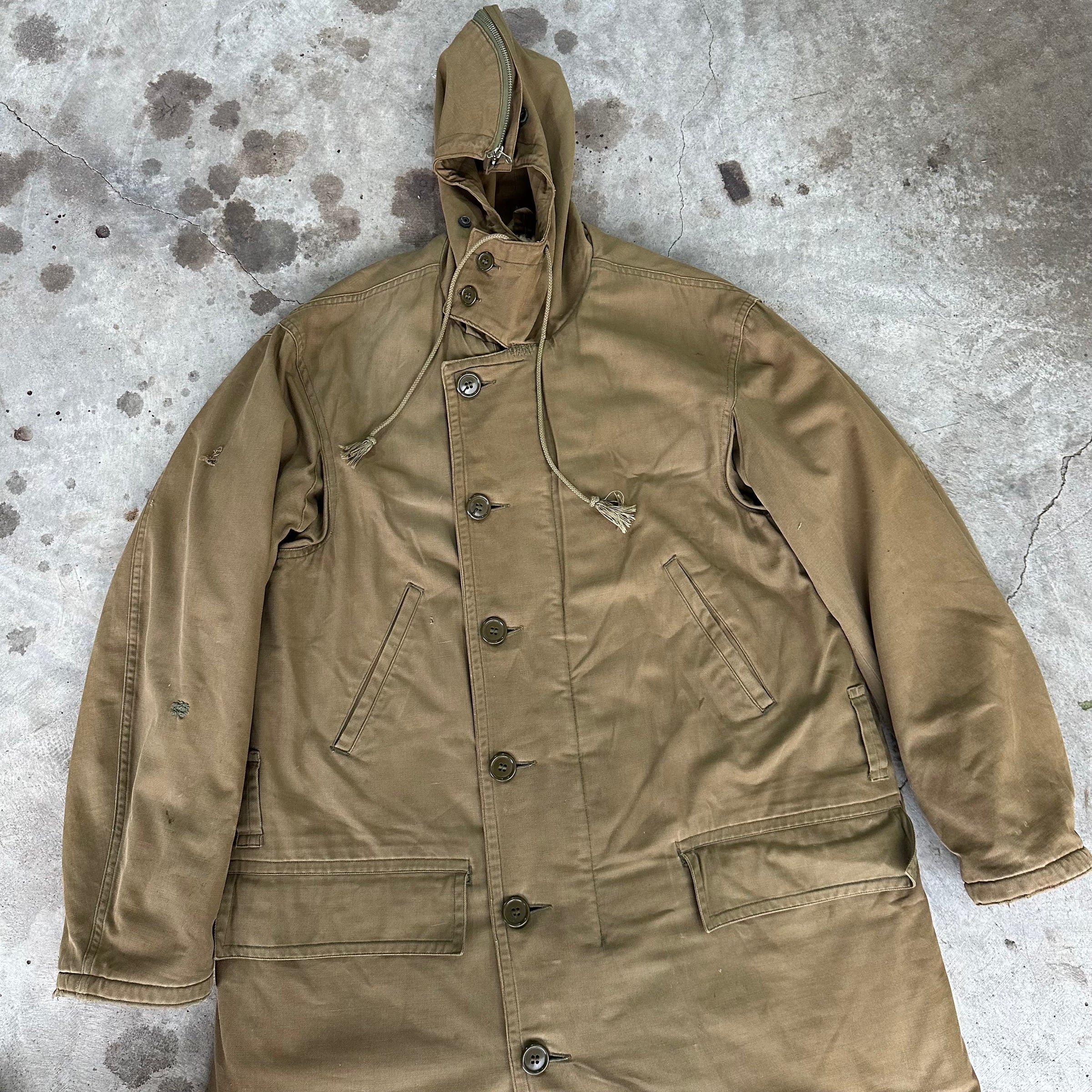 1940’s WWII US Army Sheepskin Lined Parka Type Overcoat Size 40
