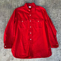 1950’s Penney’s Red Chamois Cotton Flannel Shirt Large