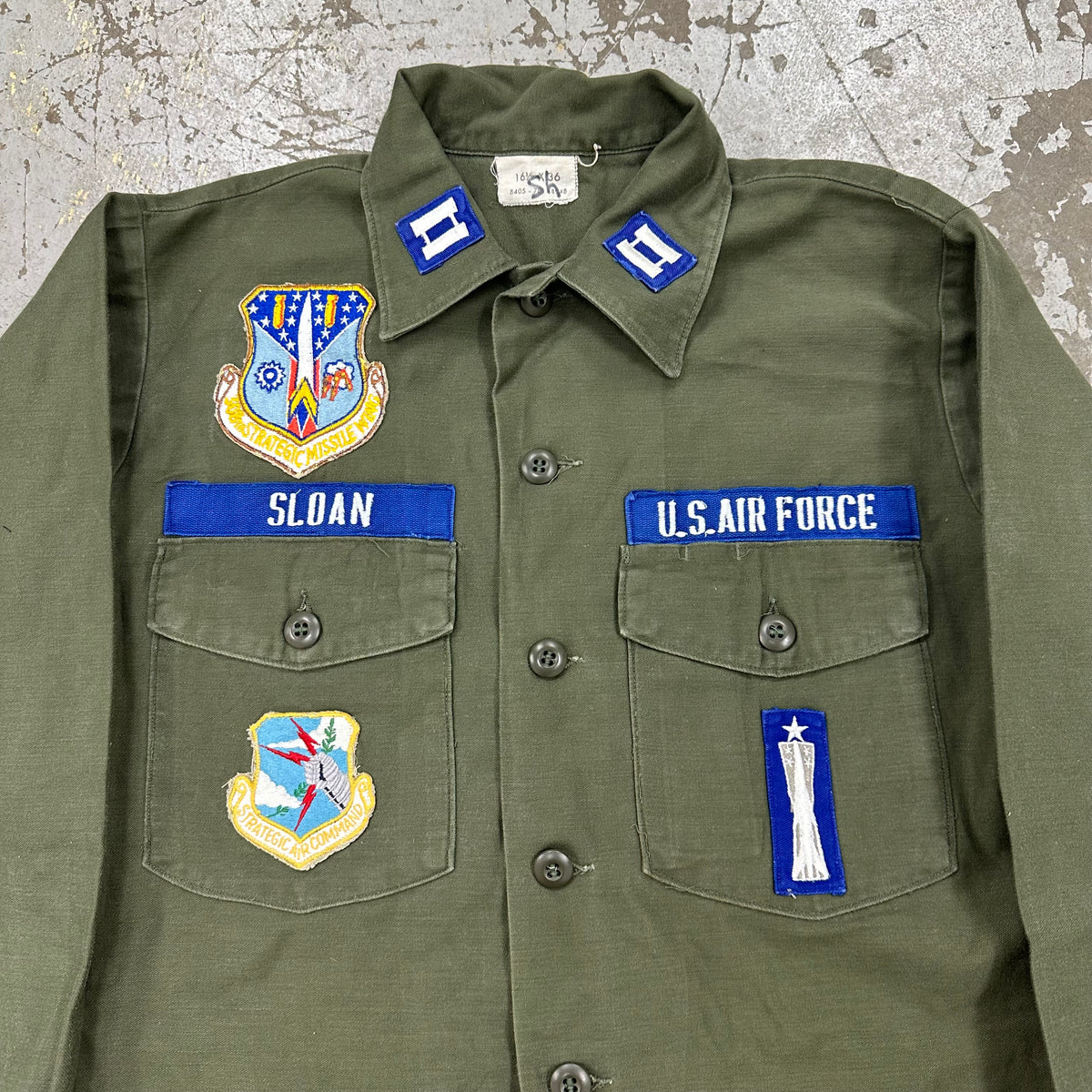 1960’s/70’s USAF 308th Strategic Missile Control Patched OG-107 Fatigue Shirt Large