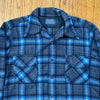 1970’s Pendleton Blue Plaid Wool Board Shirt Large