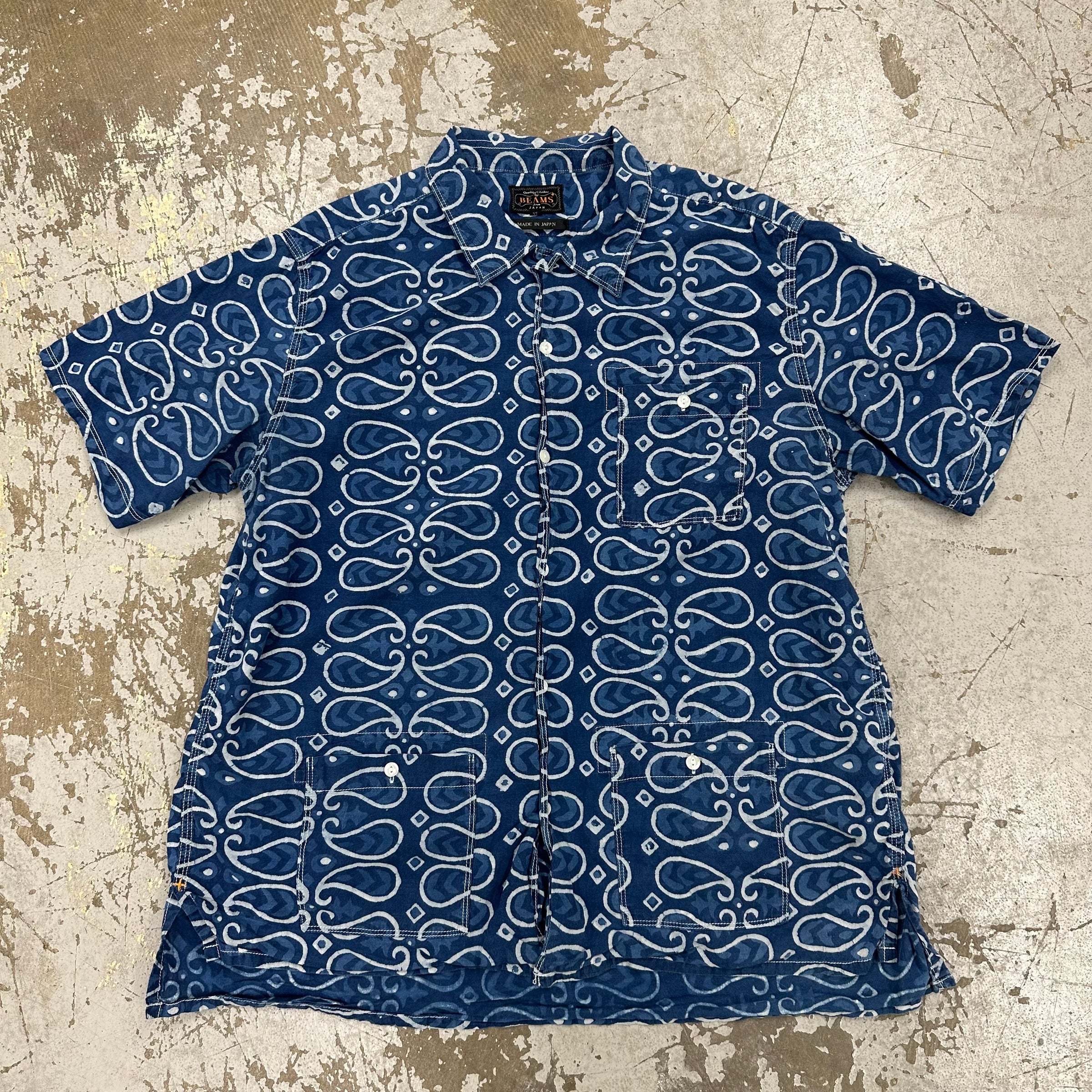 Beams Japan Indigo Dyed Cabana Style Shirt XL