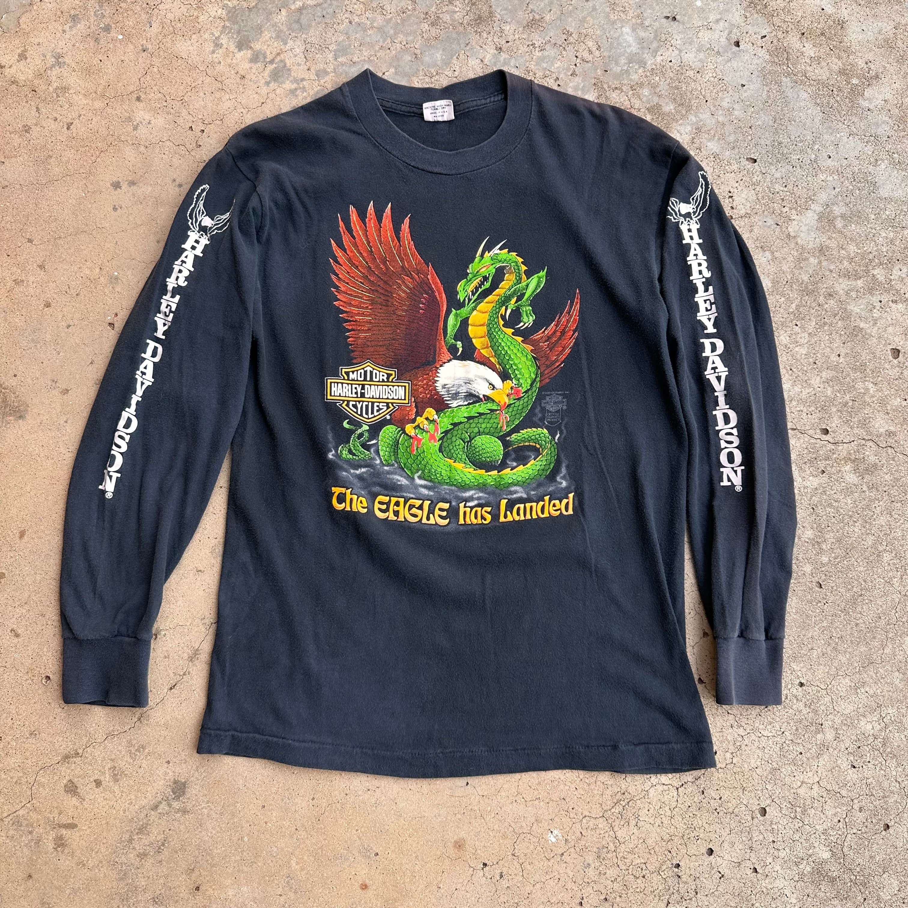 80sHARLEY-DAVIDSON イーグル Tシャツ M 1980's Harley Davidson “The Eagle Has Landed” Longsleeve T-Shirt