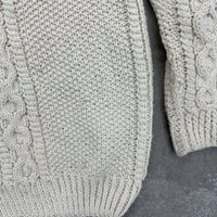 1980’s Cream Fisherman Cable Knit Aran Sweater XL