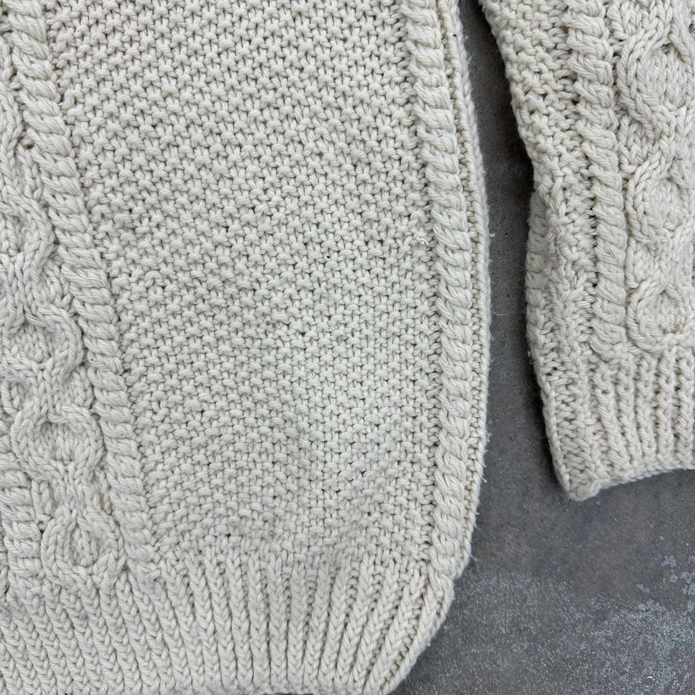 1980’s Cream Fisherman Cable Knit Aran Sweater XL